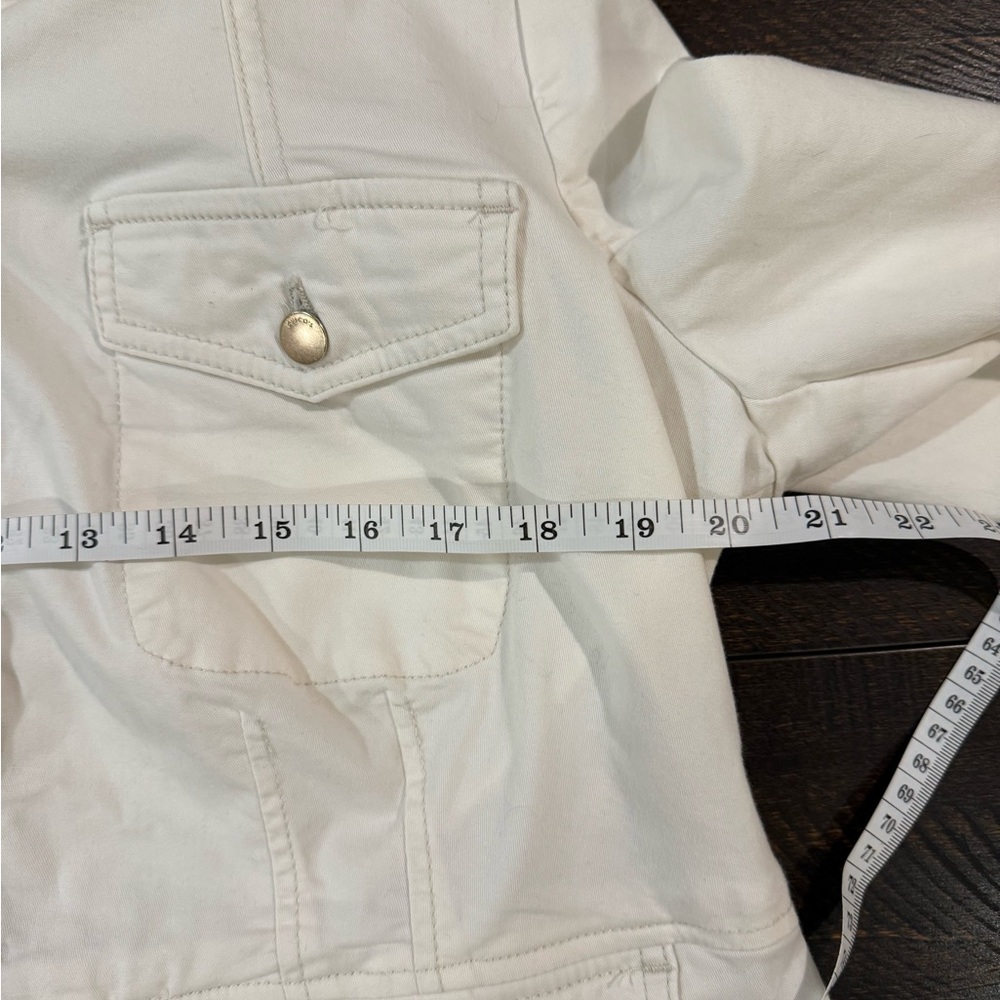 Chico’s White Safari Utility Jacket Cargo Button Front Stretch Large 12 /14 - Picture 5 of 8